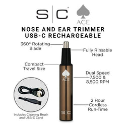 Ace Electric Ear and Nose Hair Trimmer with Dual-Speed Motor