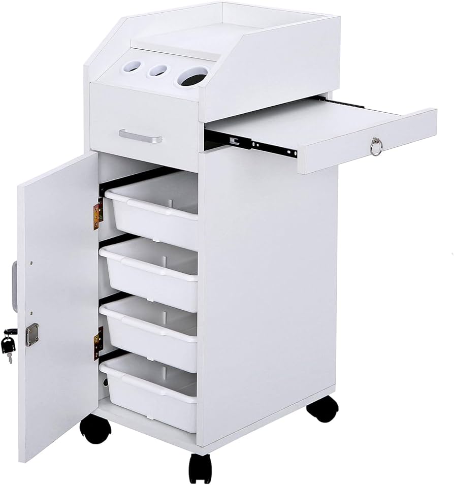 BEAUTY SALON WHITE CART TROLLY T-077W