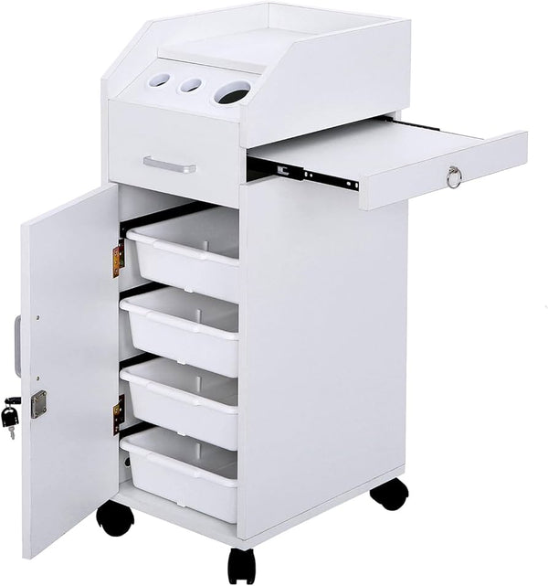 BEAUTY SALON TROLLY CART WITH DRAWER GOLD AND WHITE T-044G