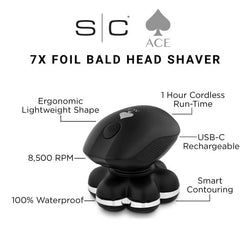 Ace Bald Head 7X Foil Shaver with Supercharged Motor