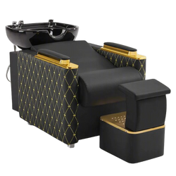 LUXURY GOLD BARBER SALON ANTIQUE SHAMPOO WASH CERAMIC BOWL STATION CHAIR SEH-3051C