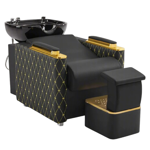LUXURY GOLD BARBER SALON ANTIQUE SHAMPOO WASH CERAMIC BOWL STATION CHAIR SEH-3051C