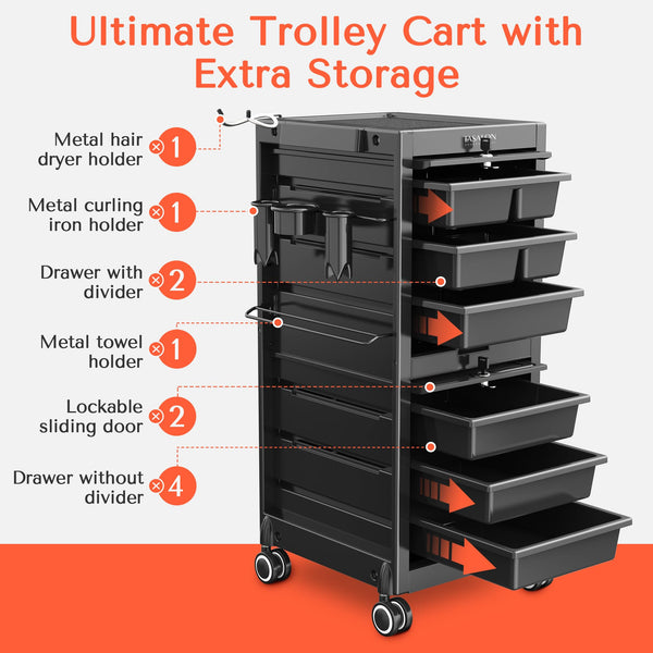 BEAUTY SALON CART TROLLY BLACK AND WHITE T-066B