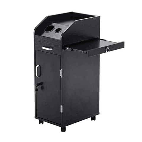 LOCKABLE SALON WOODEN TROLLEY HZ2020 BLACK
